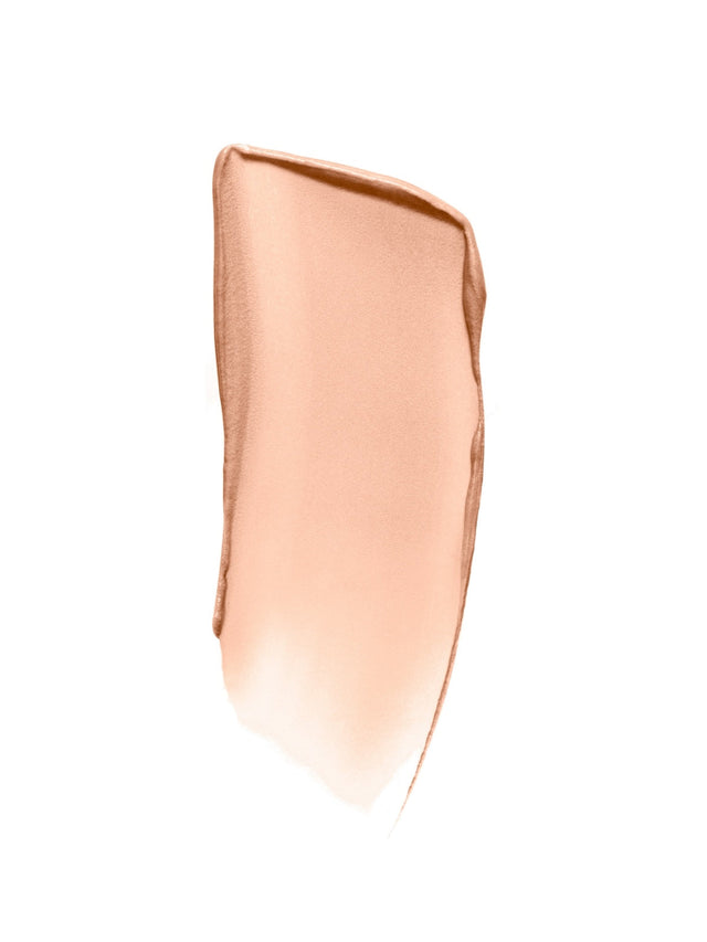 Smooth swipe of metallic champagne makeup, showing a luminous finish.